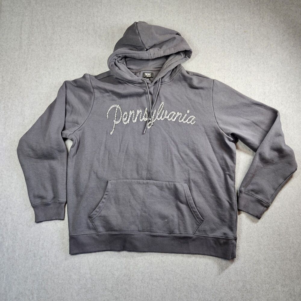 Home Free Pennsylvania Souvenir Sweatshirt Hoodie Blue Gray Drawstring XL